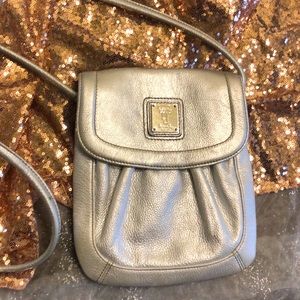 Women’s Tignanello Metallic Silver Pebbled Leather Crossbody Bag